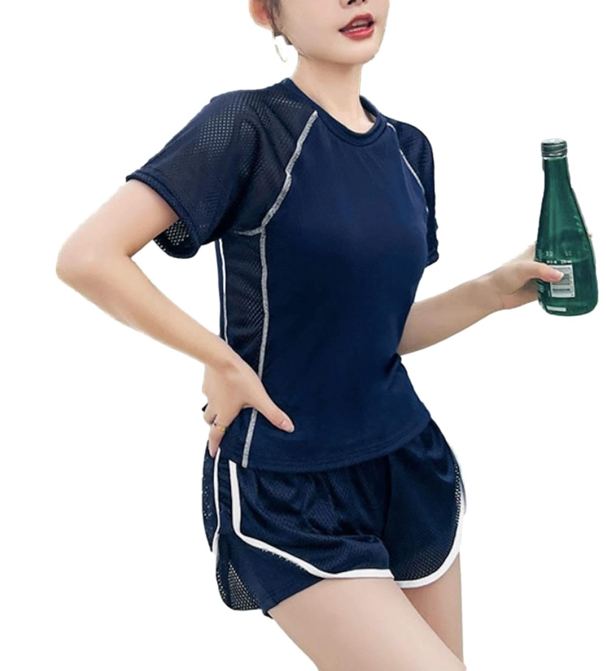 【お買い物マラソン限定！最大5%OFF対象】 [ReiLuana] レディース 水着 セパレート ラッシュガード 露出 少なめ ショート パンツ 体型 カバー