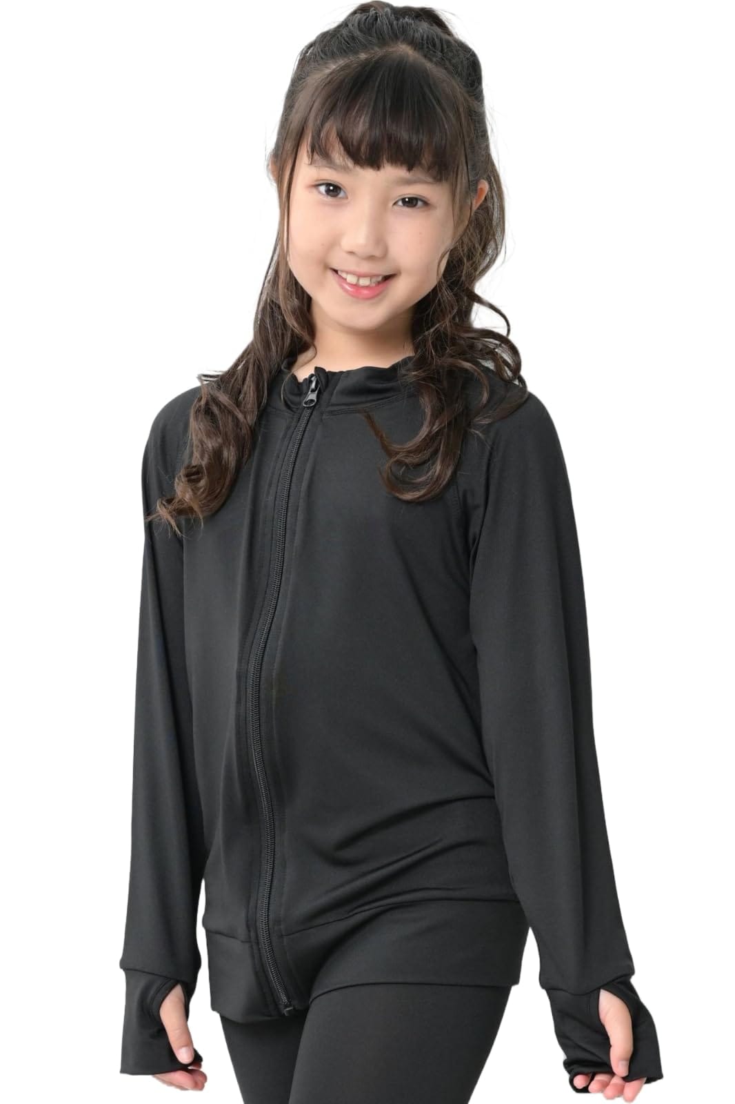 【お買い物マラソン限定！最大5%OFF対象】 [アウニイ] ラッシュガード キッズ 水着 接触冷感 Q-MAX UPF50+ 98% UVカット 夏 ハイネック フード無し 軽量 速乾 長袖 指穴付き FA 8230