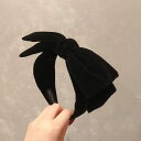 【お買い物マラソン限定!最大5%OFF対象】 HARGIO カチューシャ リボン レディース ベロア素材 ヘアアクセ ヘッドドレス ヘアリボン ブラック 黒 地...