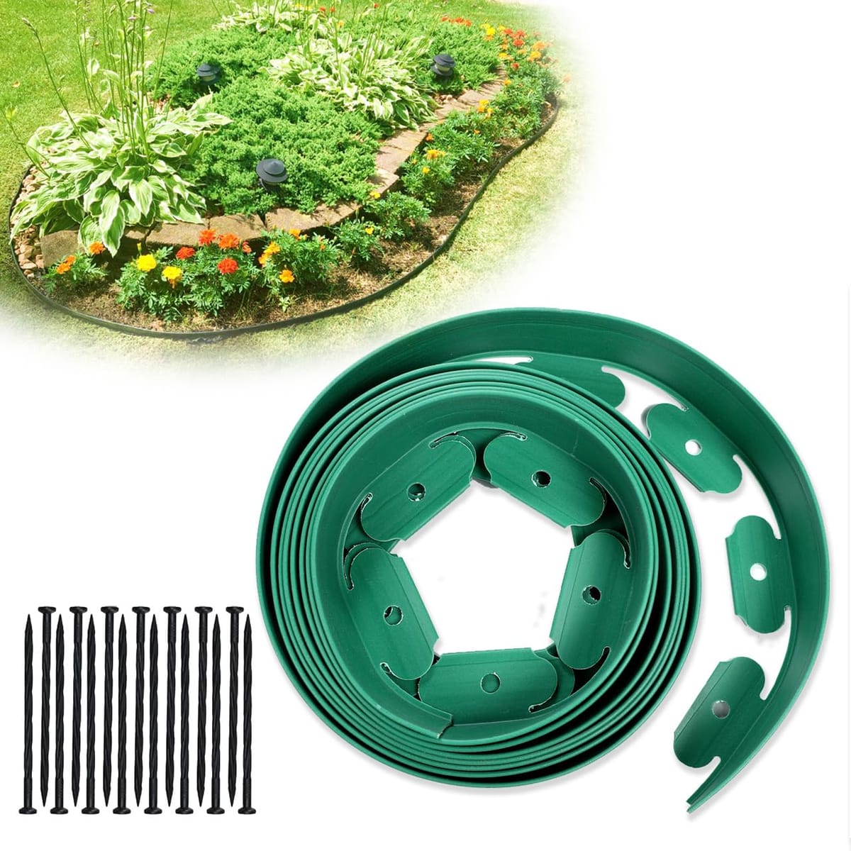 Rimikuru ガーデンエッジ フェンス 花壇 土留め 芝生 根止め 高さ5cm 仕切り 柵 園芸 ガーデニング diy