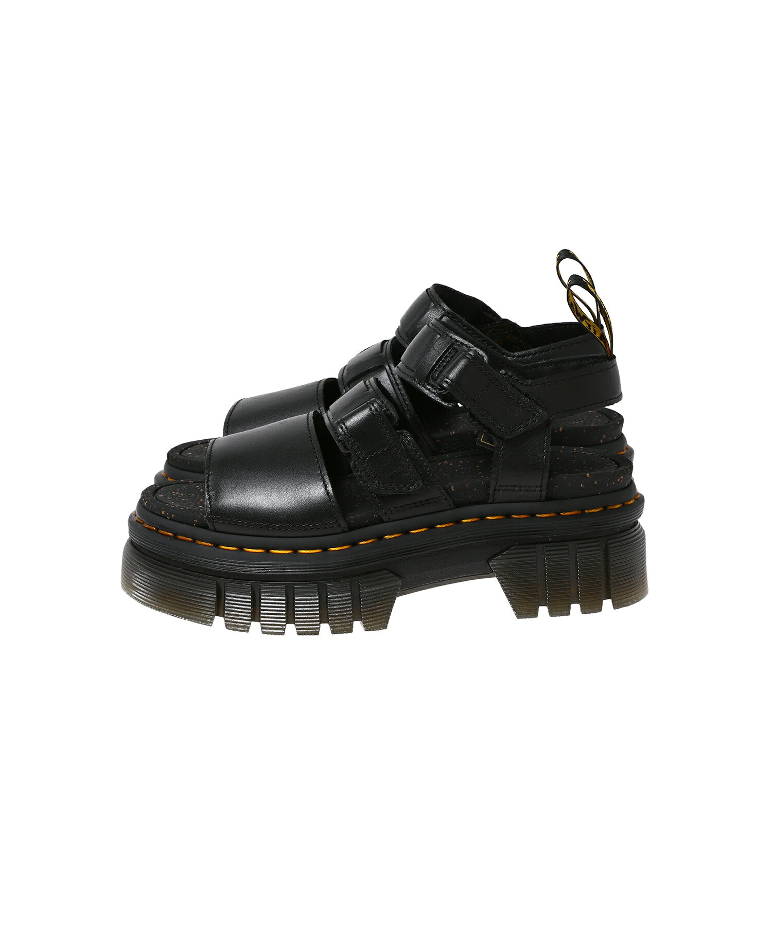 Dr.Martens Ricki 3-Strap(27405001)国内正規品 レディース ウィメンズ サンダル フットウェア シューズ 靴 厚底 イエローステッチ モード カジュアル ストリート シンプル オールシーズン ブラック 23cm/24cm/25cm