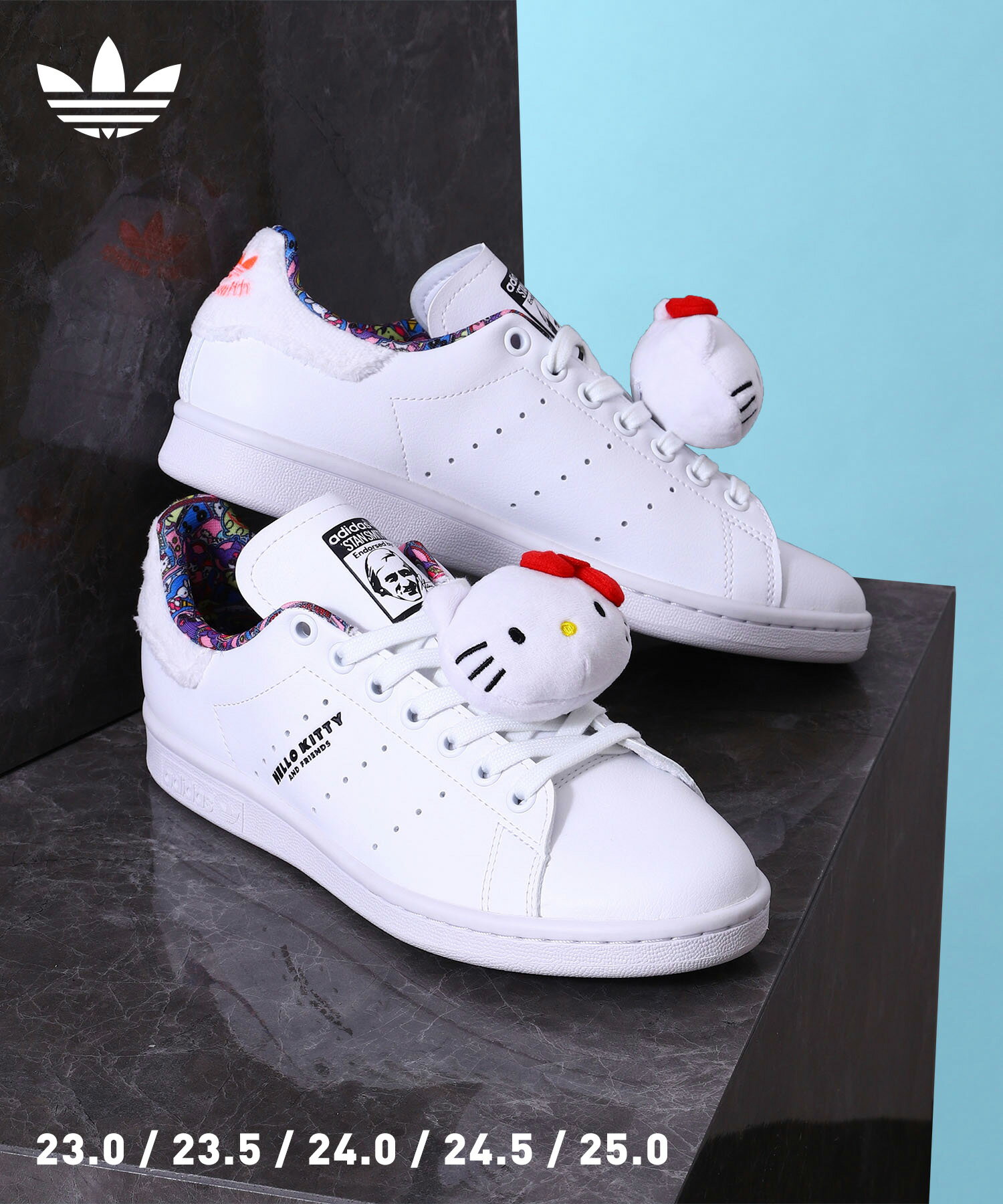 adidas STAN SMITH W(HP9656)【アディダス スタンスミス W】国内正規品 コラボ ハローキティ HELLO KITTY サンリオ キャラクター メンズ レディース スニーカー シューズ 靴 フットウェア 定番 カジュアル ストリート ホワイト 23~30cm