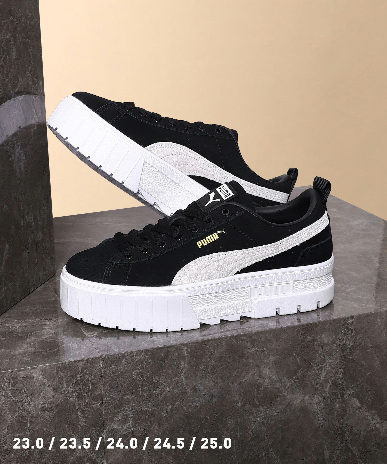 PUMA MAYZE WMNS(380784-01)【プーマ メイズ ウィメンズ】国内正規品 レディース シューズ スニーカー 靴 フットウェア カジュアル シンプル ストリート スポーティー 厚底 ローカット オールシーズン ブラック 23~24.5cm