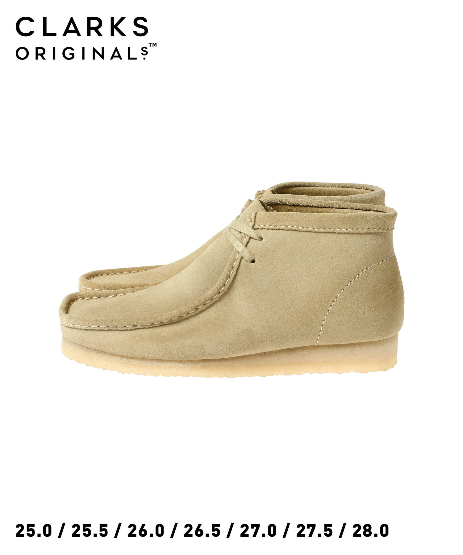 Clarks Wallabee Boot Maple Suede(26155516)国内正規品 メンズ モカシン アンクルブーツ フットウェア 靴 ミドルカット カジュアル シンプル ストリート ナチュラル 定番アイテムオールシーズン ベージュ