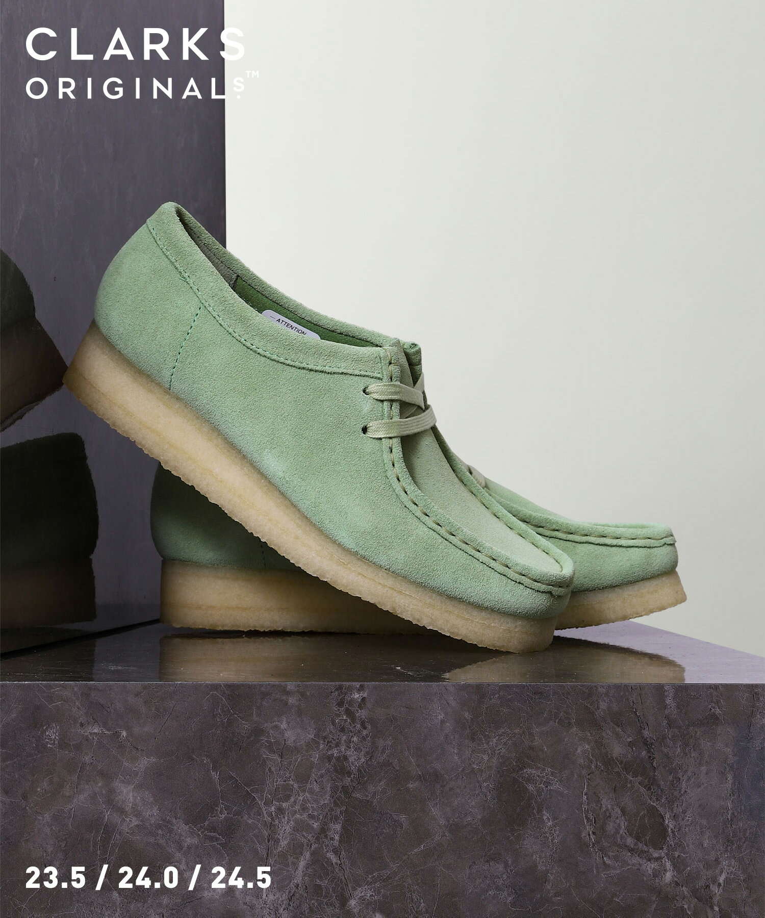 Clarks Wallabee. Pine Green(26169919)【クラークス ワラビー パイングリーン】正規品 レディース ウィメンズ モカシン ブーツ フットウェア 靴 ストリート カジュアル シンプル ナチュラル ローカット グリーン 23.5~24.5cm 23SS 新作