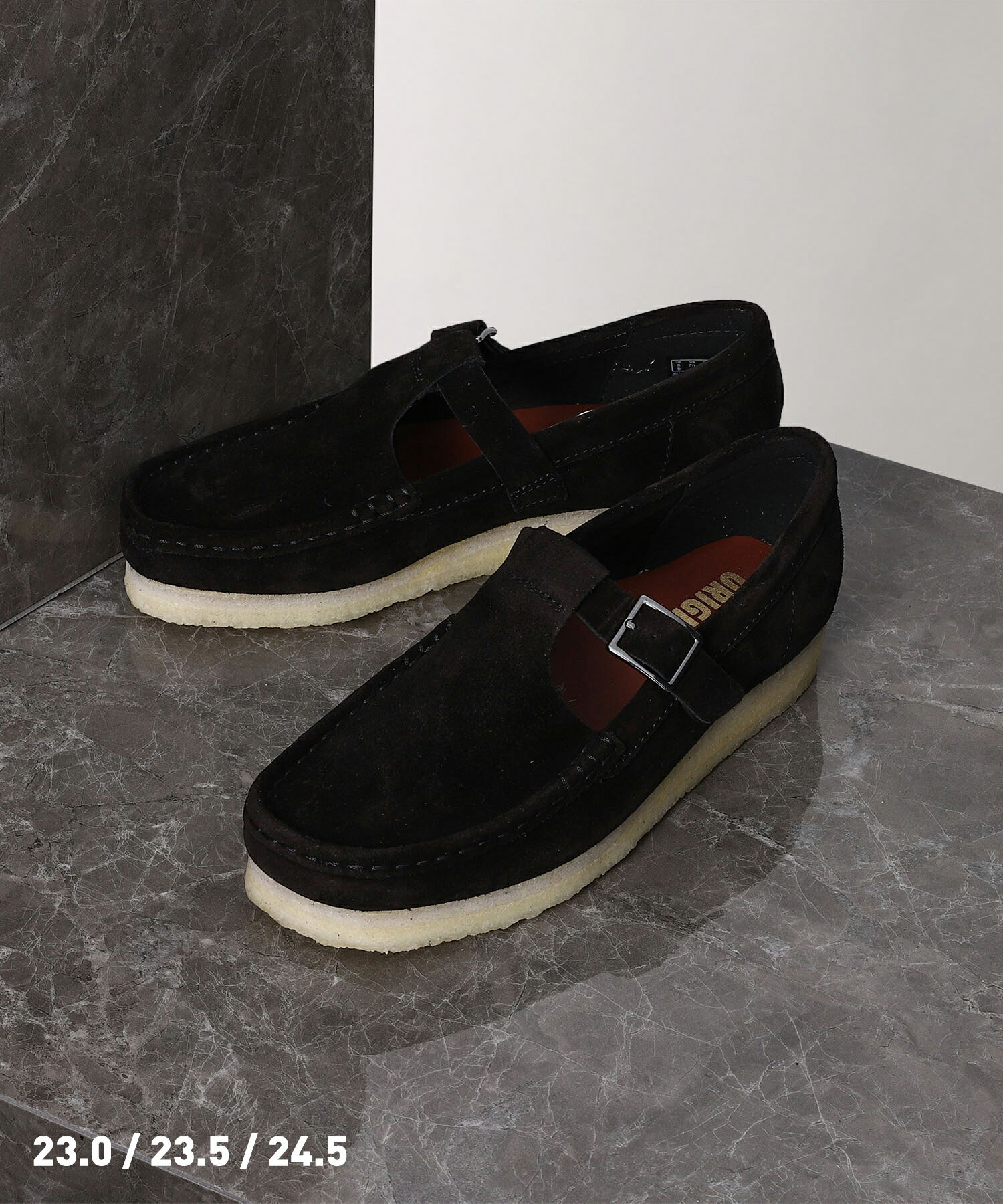 Clarks Wallabee T Bar Black Sde (26175666)【クラークス ワラビーTバー ブラックスエード】国内正規品 レディース ウィメンズ シューズ サンダル フットウェア 靴 ストリート カジュアル シンプル ナチュラル 23cm~24.5cm ブラック 24SS 新作