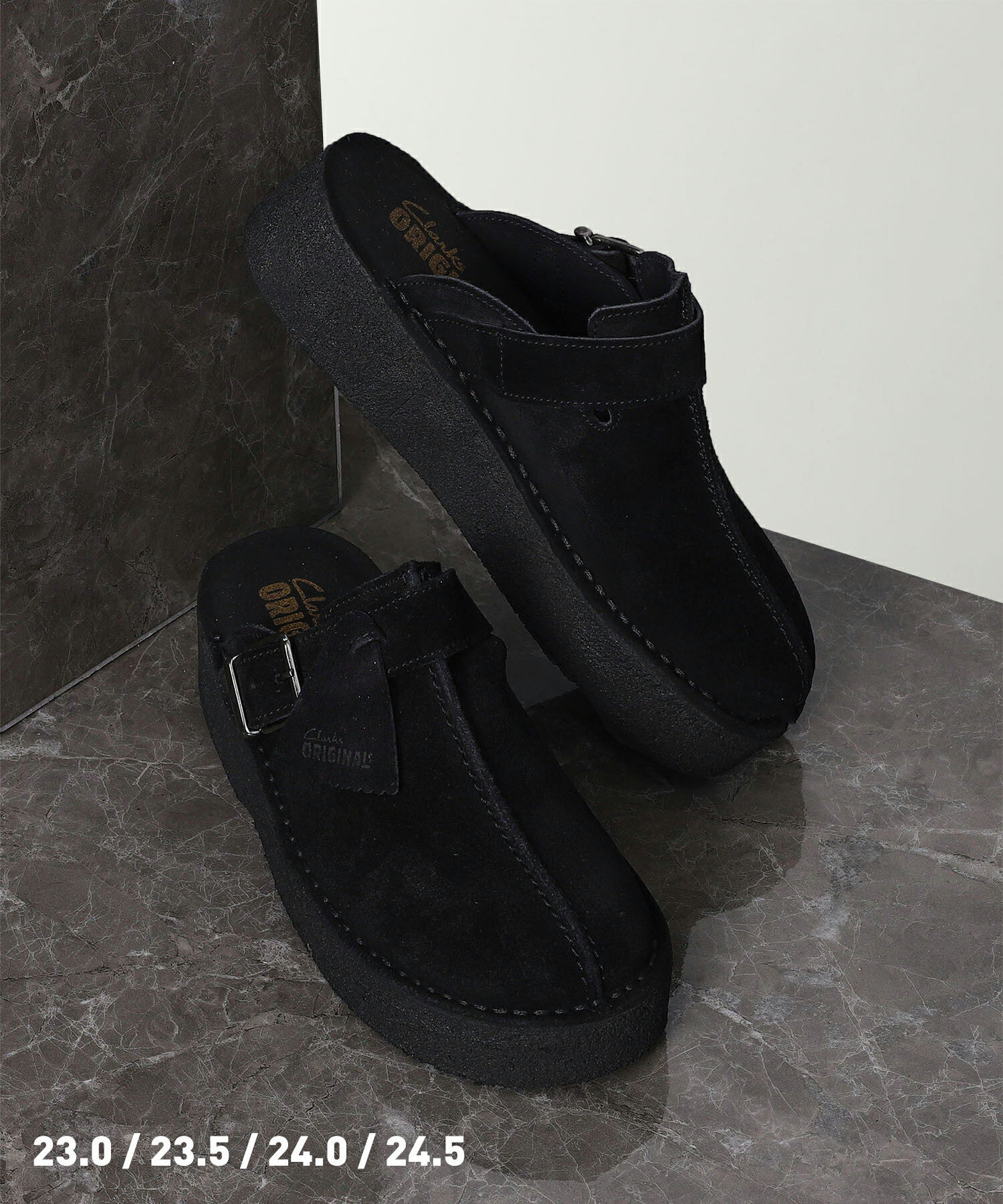 Clarks TrekWedge Mule Black Sde(26175869)【クラークス トレックウェッジミュール ブラックスエード】国内正規品 レディース ウィメンズ サンダル シューズ フットウェア 靴 ストリート カジュアル シンプル ナチュラル ブラック 23/23.5/24.5cm 24SS 新作