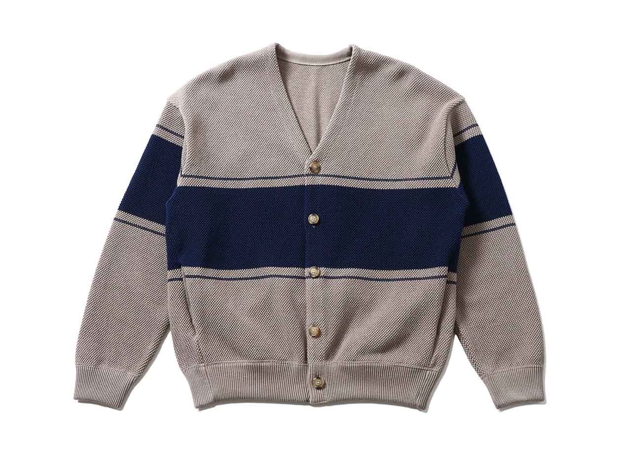 【ラスト1点 Sサイズ】crepuscule border moss stitch V/N cardigan(2001-002)【クレプスキュール ボーダーモスステッチ カーディガン】正規取扱店 メンズ トップス アウター ストリート カジュアル 鹿子編み 秋冬 ★レビューキャンペーン対象