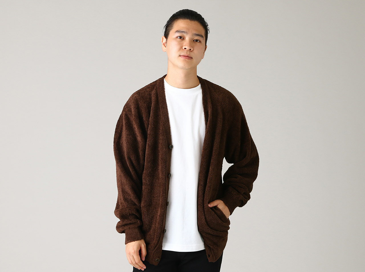 【ラスト1点 ブラウン Sサイズ】crepuscule Cotton mole cardigan (2003-006)【クレプスキュール コットンモールカーディガン】正規取扱店 ユニセックス トップス カーディガン アウター ★レビューキャンペーン対象