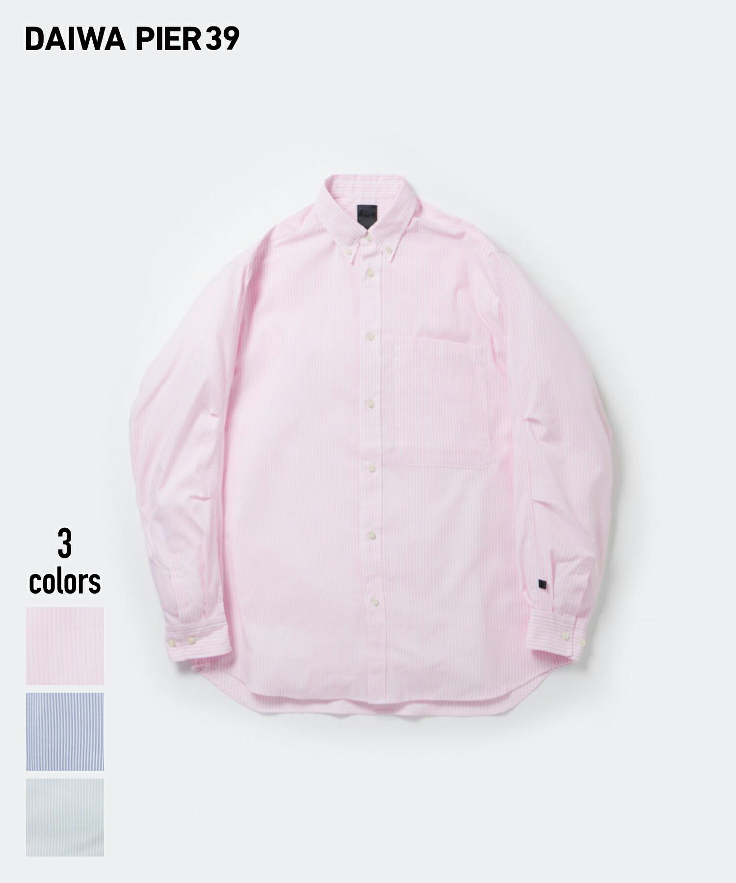 DAIWA PIER39 TECH BUTTON DOWN SHIRT L/S STRIPE(BE-80024)【ダイワピア39 テックボタンダウンシャツロングスリーブストライプ】国内正規品 メンズ トップス ストリート カジュアル シンプル 人気ブランド トレンド ピンク グレー ネイビー 24SS 新作