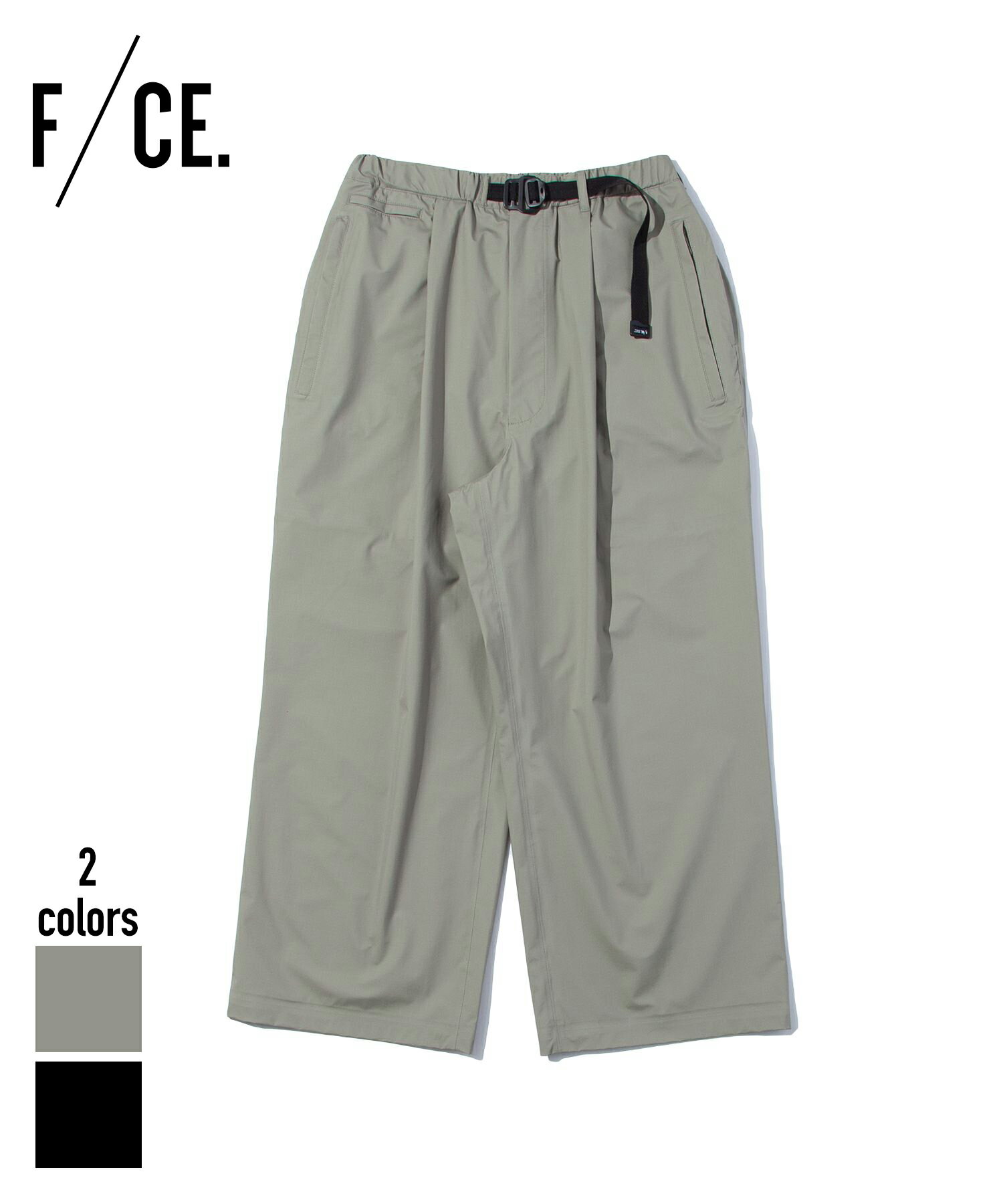 F/CE. PERTEX WATERPROOF WIDE PANTS(FPA03241U0007)正規品 メンズ ボトムス パンツ カジュアル ストリート スポーティー アウトドア ナイロン ブラック オリーブ 24SS 新作