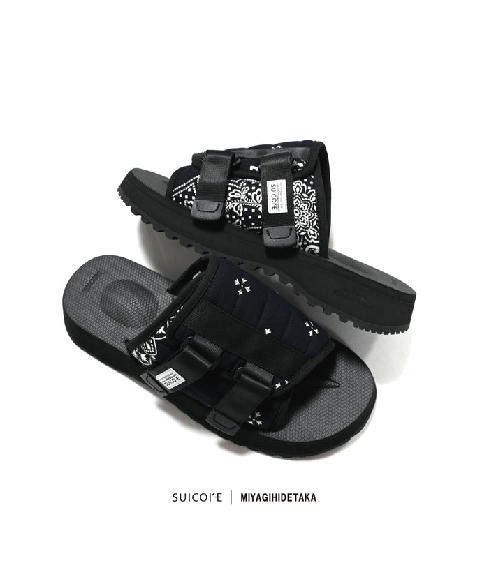 10%OFF SUICOKE × MIYAGIHIDETAKA Kaw(MH-23SD-018)【スイコック × ミヤギヒデタカ カウ《コラボモデル》】国内正規品 メンズ サンダル シューズ フットウェア バンダナ柄 アソート ランダム ミスマッチ アシメ アシンメトリー 夏 新作