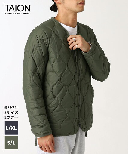 TAION MILITARY V NECK W-ZIP DOWN JKT BLAC(TAION-101ALSZML-1)【タイオン ミリタリーVネックWジップダウンジェケット】国内正規品 メンズ アウター インナージャケット ストリート 防寒 アウトドア ブラック ネイビー オリーブ 秋冬 24AW 新作