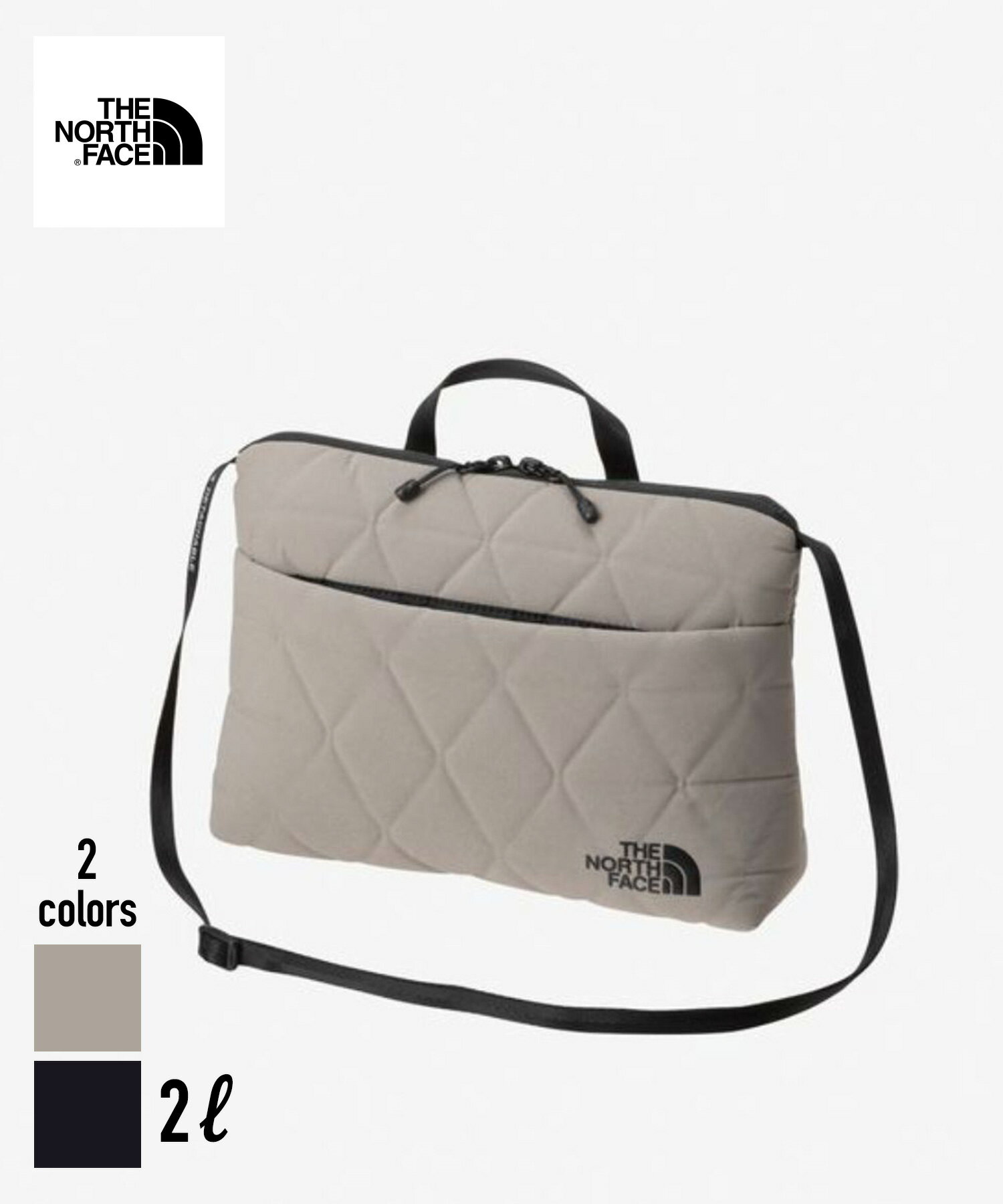 楽天FIGURETHE NORTH FACE Geoface Pouch （NM32356）【ノースフェイス ジオフェイスポーチ】国内正規品 バッグ カバン ショルダーストラップ PC周辺機器 エンボス加工 スマートフォン 携帯 バッグインバッグ カジュアル ビジネス クッション内蔵 ブラック ベージュ 24SP