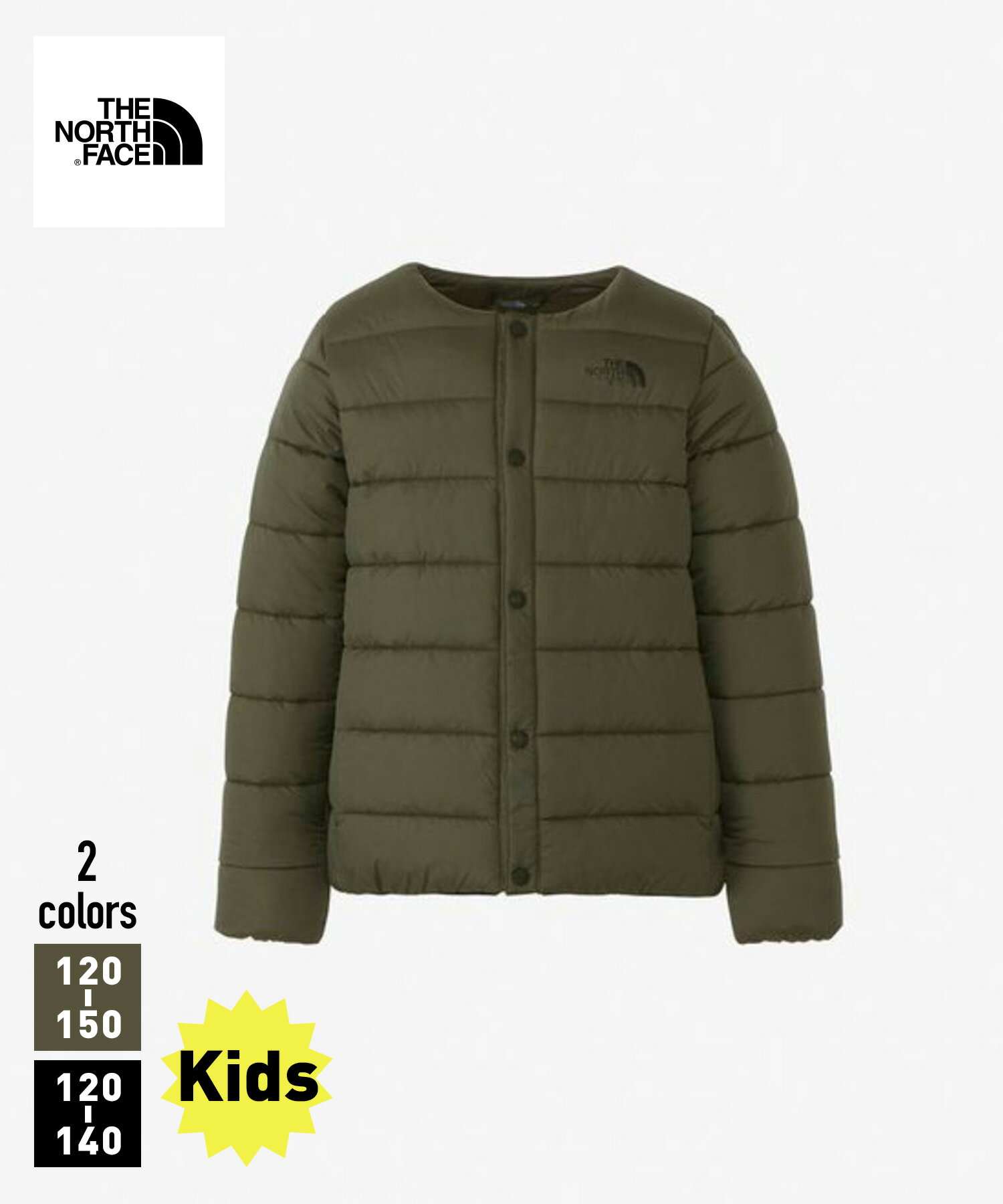 楽天FIGURETHE NORTH FACE Micro Zepher Cardigan（NYJ82352）【ザノースフェイス マイクロゼファーカーディガン】国内正規品 キッズ アウター 中綿ジャケット 子供服 ストリート カジュアル シンプル 120~150cm ブラック オリーブ 23FW AW 新作