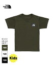 THE NORTH FACE S/S Small Square Logo Tee(NTJ32358)【ノースフェイス ショートスリーブスモールスクエアロゴTシャツ】23SS 国内正規品 キッズ トップス 半袖 シンプル カジュアル ストリート ホワイト/ブラック/オリーブ 100/120cm