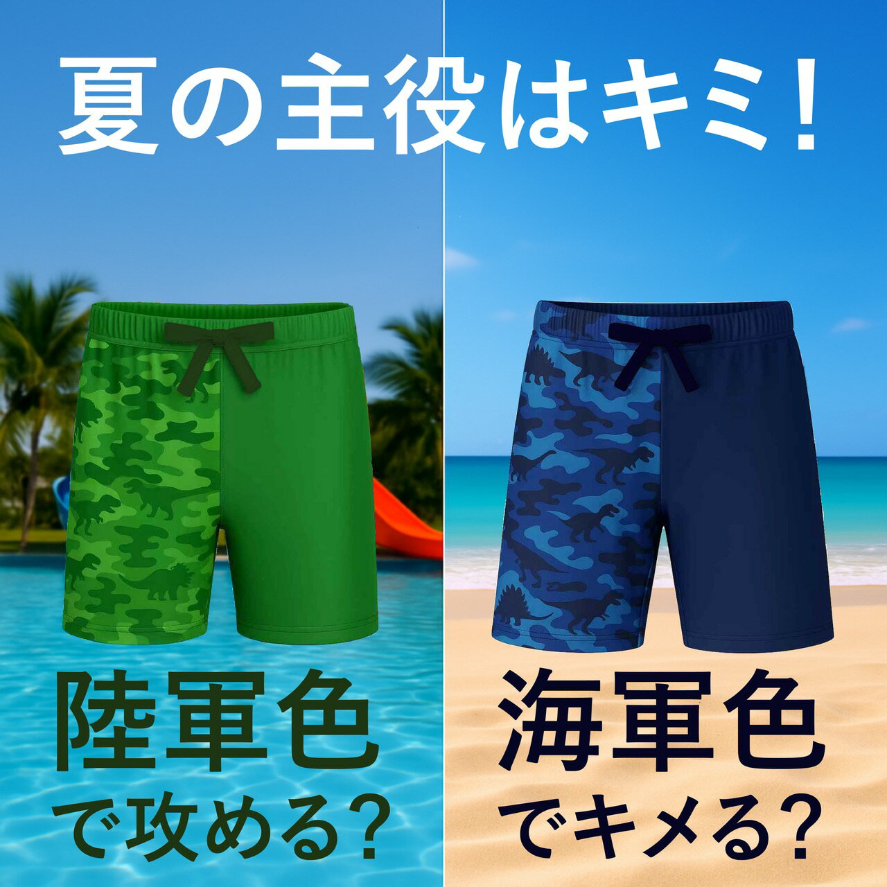 キッズ水着 男の子 恐竜 迷彩 3分丈 小学生 中学生 水遊び 海 プール 子供 ジュニ...