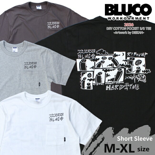 Rakuten - BLUCO ブルコ ポケット半袖Tシャツ ドライコットン -Artwork by DISKAH- 161-22-021 バックプリントTシャツ 送料無料