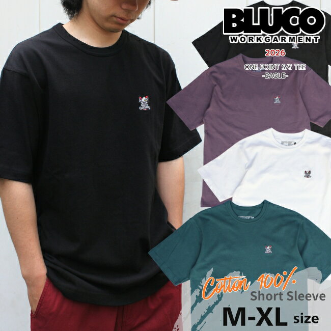 乐天商城 - BLUCO ブルコ ワンポイントTシャツ コットン100％ -Eagle- 半袖Tシャツ メンズ 163-22-026 刺繍Tシャツ 1点のみはメール便送料無料