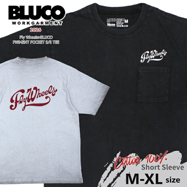 Fly Wheels×BLUCO ブルコ ピグメントポケットTシャツ 164-22-058 メンズ 半袖Tシャツ ブリーチ加工 送料無料