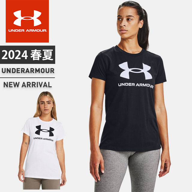 楽天アンダーアーマーヒート☆ネコポス アンダーアーマー レディース Tシャツ 半袖 丸首 ビックロゴ UA ライブ スポーツスタイル グラフィック ショートスリーブ ルーズ チャージドコットン トレーニング ランニング ジム 運動 フィットネス UNDER ARMOUR 1356305 あす楽 対応可