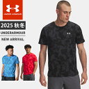 ☆ネコポス アンダーアーマー メンズ Tシャツ 半袖 丸首 UA ローンチ プリント ショートスリーブ フィッティド 軽量 吸放湿性 通気性 防臭 リフレクトロゴ 迷彩 カモ柄 ランニング マラソン ジョギング トレーニング ジム UNDER ARMOUR 6006110