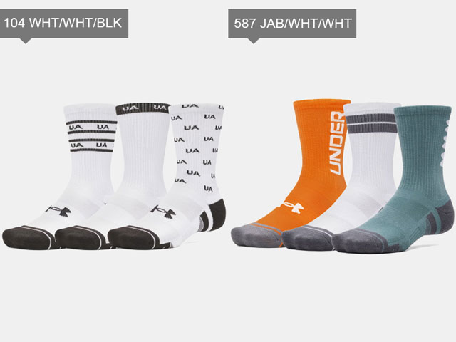 ☆アンダーアーマー ソックス 3足組 3Pソックス 1379515 UNDER ARMOUR UAパフォーマンステック ノベルティ クルー ソックス