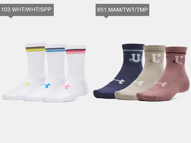 ☆アンダーアーマー UNDER ARMOUR レディース エッセンシャル ノベルティ クルー ソックス 3足組 1382942