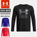 ☆ネコポス アンダーアーマー ジュニア 長袖 シャツ ロンティー UA テック ハイブリッド プリントフィル ロングスリーブ Tシャツ ルーズ ビックロゴ 定番 吸汗速乾 防臭 トレーニング スポーツ ボーイズ 男の子 UNDER ARMOUR 1380470