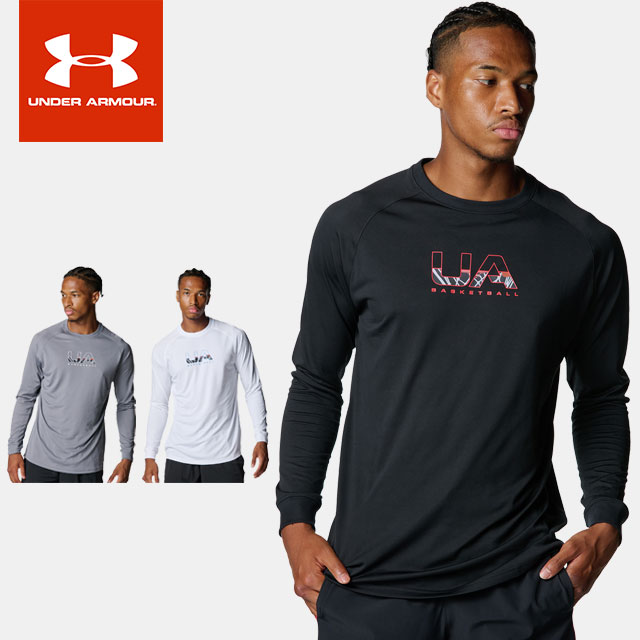 ☆ネコポス アンダーアーマー メンズ レディス バスケットボール 長袖Tシャツ UAテック ロゴ ロングスリーブ Tシャツ 6007863 UNDER ARMO...