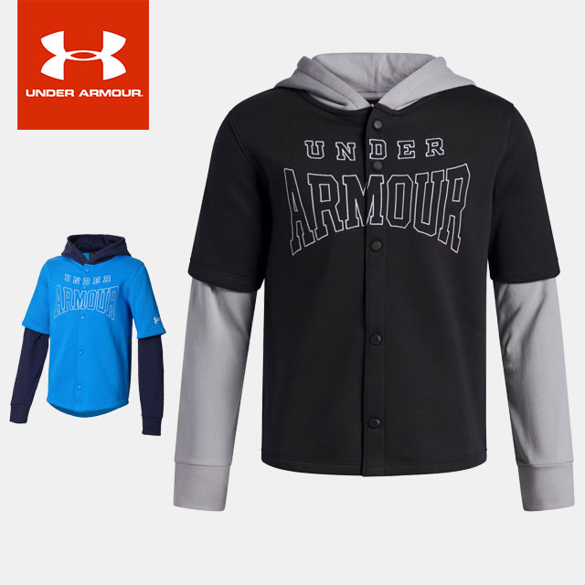 ☆アンダーアーマー ジュニア キッズ 子供 スウェット パーカー UAアイコンフリース ボタンダウン フーディー 6003752 スポーツウェア UNDER ARMOUR