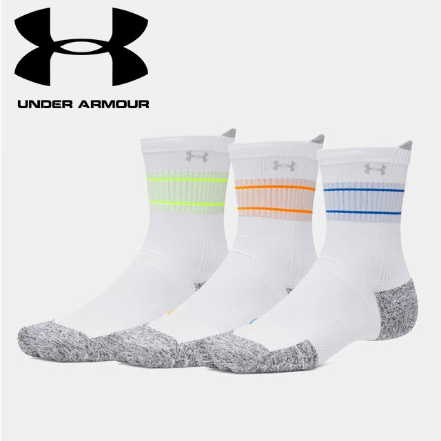 ☆アンダーアーマー UNDER ARMOUR ユニセックス UAアーマードライ ラン クッション クルーソックス 3足セット Train 靴下 1387043