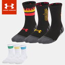 ☆【お買い物マラソン!最大10%OFFクーポン配布中♪】 アンダーアーマー UNDER ARMOUR キッズ パフォーマンス テック クルー ソックス 3足組 ...