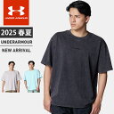 ★ネコポス アンダーアーマー メンズ Tシャツ 半袖 丸首 UA ヘビーウエイト ウォッシュド ショートスリーブ ルーズ コットン やや厚手 ビンテージ加工 快...