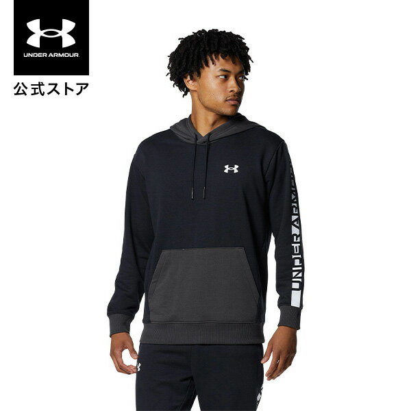 【50%OFF】公式 アンダーアーマー UNDER ARMOUR UA メンズ バスケットボール パーカー スウェット ロングスリーブ プルオーバー フーディー 1375351 長袖 トップス スポーツウェア トレーニング ロゴ ポケット 袖プリント フレンチテリー 吸汗速乾 スポーツ ジム 運動 部活