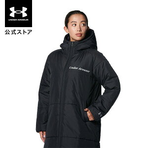 セール価格 公式 アンダーアーマー UNDER ARMOUR UA レディース トレーニング ベンチコート インサレート ロングコート 1375427 長袖 アウター ダウンコート ジップアップ フーディー スポーツウェア ロゴ ポケット 防寒 撥水 アウトドア スポーツ ジム 運動 部活