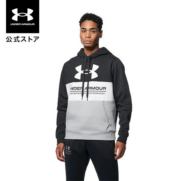 アンダーアーマー アウトドア トップス メンズ 【アウトレット】【父の日】公式 アンダーアーマー UNDER ARMOUR UA ライバルフリース カラーブロック フーディー ビッグロゴ トレーニング メンズ 1369597 フリース 起毛 長袖 トップス プルオーバー パーカー ポケット 裏起毛 吸汗速乾 アウトドア スポーツ ジム 部活