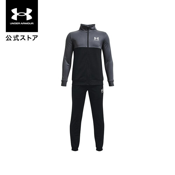 公式 アンダーアーマー UNDER ARMOUR キッズ ボーイズ トレーニング セットアップ UA カラーブロック ニット トラックスーツ 1373978 ジュニア 子供服 ロゴ 上下セット ジャージ ロングパンツ 長ズボン 吸汗速乾 裏起毛 ポケット ロゴ アウトドア スポーツ ジム 部活