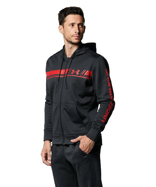 【40%OFF】【父の日】公式 アンダーアーマー UNDER ARMOUR UA メンズ トレーニング パーカー アーマーフリース バーロゴ フルジップ フーディー 1375509 長袖 トップス ジップアップ ロゴ 袖プリント ポケット 防寒 裏起毛 吸汗速乾 アウトドア スポーツ ジム 運動 部活