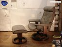 SALE EKORNES/エコーネス STRESSLESS CHAIR/ストレスレスチェア 最高級モデル プリンス（コンチェルト）現ロイヤルの前モデル ノルウェー 北欧家具 総革 椅子、イス ソファ グレー【中古】