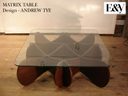 SALE MATRIX TABLE/マトリックステーブル E&Y Andrew Tye/アンドリュー・タイ 木製 ガラス 正方形 北欧家具好きにも 定価81,000円【中古】