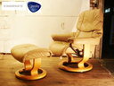 SALE EKORNES/エコーネス STRESSLESS CHAIR/ストレスレスチェア レノ(M) 総本革 椅子、イス ソファ 国内価格379,080円 サンド ベージュ系 店頭展示中古美品 正規保証書付き【中古】