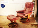 SALE EKORNES/エコーネス STRESSLESS CHAIR/ストレスレスチェア チェルシー 総本革 椅子、イス ソファ ワイン ワイン/ボルドー/赤茶 美品 定価280,800円【中古】