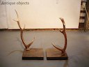 SALE Antique/アンティーク オブジェ2点セット 鹿の角 シカの角 ウッド/木製 置物 アパレル系ディスプレイ インテリア雑貨 飾り スカルプチャー はく製 剥製【中古】のサムネイル