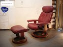 SALE EKORNES/エコーネス STRESSLESS CHAIR/ストレスレスチェア&オットマン ソファ リクライニングチェア ワイン ボルドー レザー イス 椅子 北欧家具(ノルウェー) 総革 定価約18万円【中古】