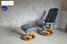 SALE EKORNES/エコーネス STRESSLESS CHAIR/ストレスレスチェア コンサル 総本革 椅子、イス ソファ 国内価格230,040円 ブルー系【中古】