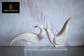 SALE Maitland-Smith/メートランドスミス Large White Tessellated Stone Abstract Bird Sculpture 1970's 2体セット 白/White オブジェ 鳥 バード bird 石 大理石 金属 鉄 真鍮 雑貨 家具 美術品 彫刻 アート Vintage/ヴィンテージ Antique/アンティーク【中古】