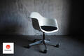Eames/イームズデザイン タスクアームチェア アームシェルチェア Hermanmiller/ハーマンミラー vitra/ヴィトラ 回転イス 座面ファブリック オフィスチェア キャスター 椅子 家具 ホワイト×ブラック 白×黒 ワークチェア ゲーミングチェア 2【中古】