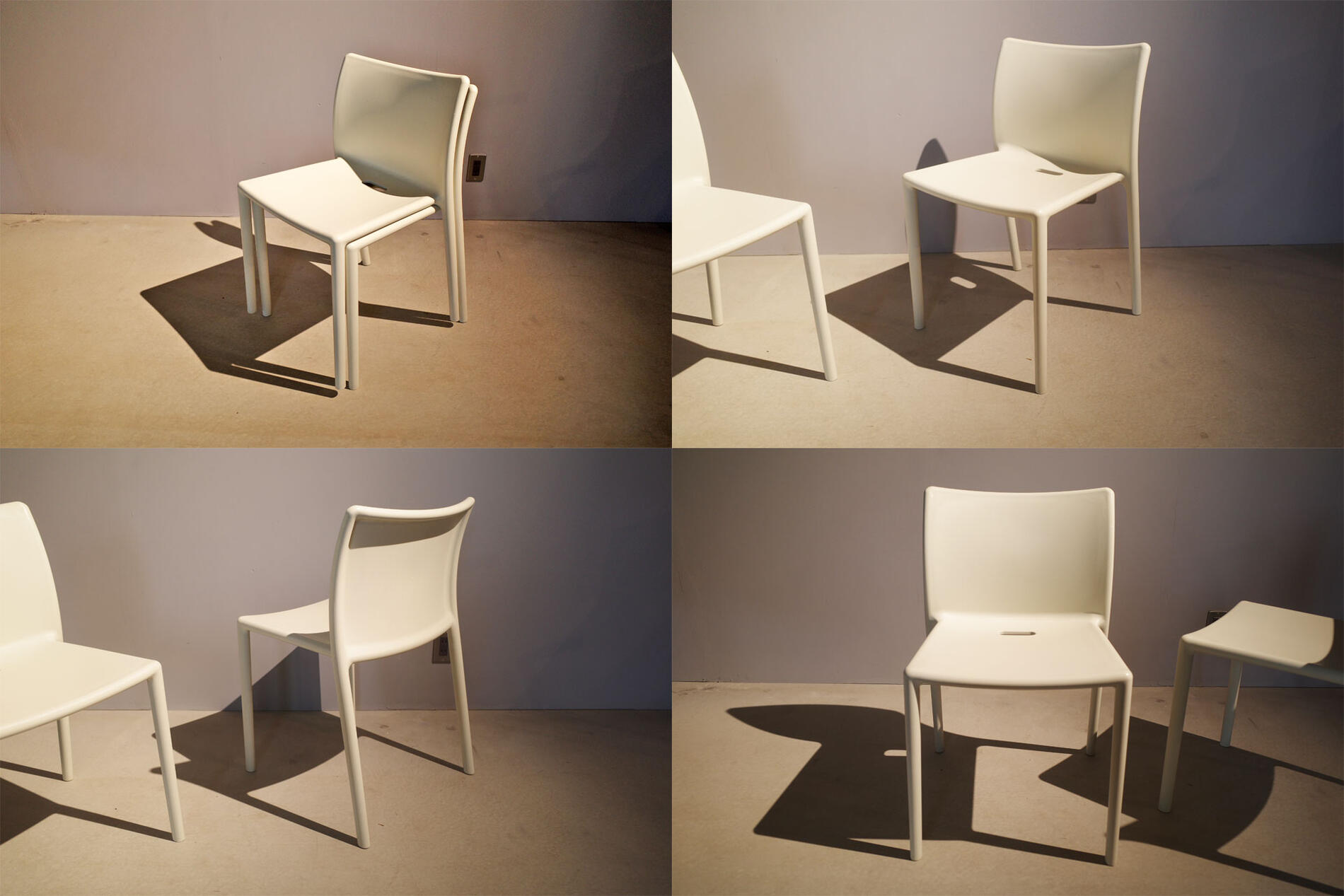 Magis/マジス AIR-CHAIR 2set/エアチェア 2脚セット ホワイト 白 JASPER MORRISON /ジャスパーモリソン デザイン スタッキングチェア ダイニングチェア 屋外使用可能 ガーデンチェア ベランダ 庭 ミッドセンチュリー家具 イス、椅子 イタリア 正規品 定価66,000円【中古】 [2]