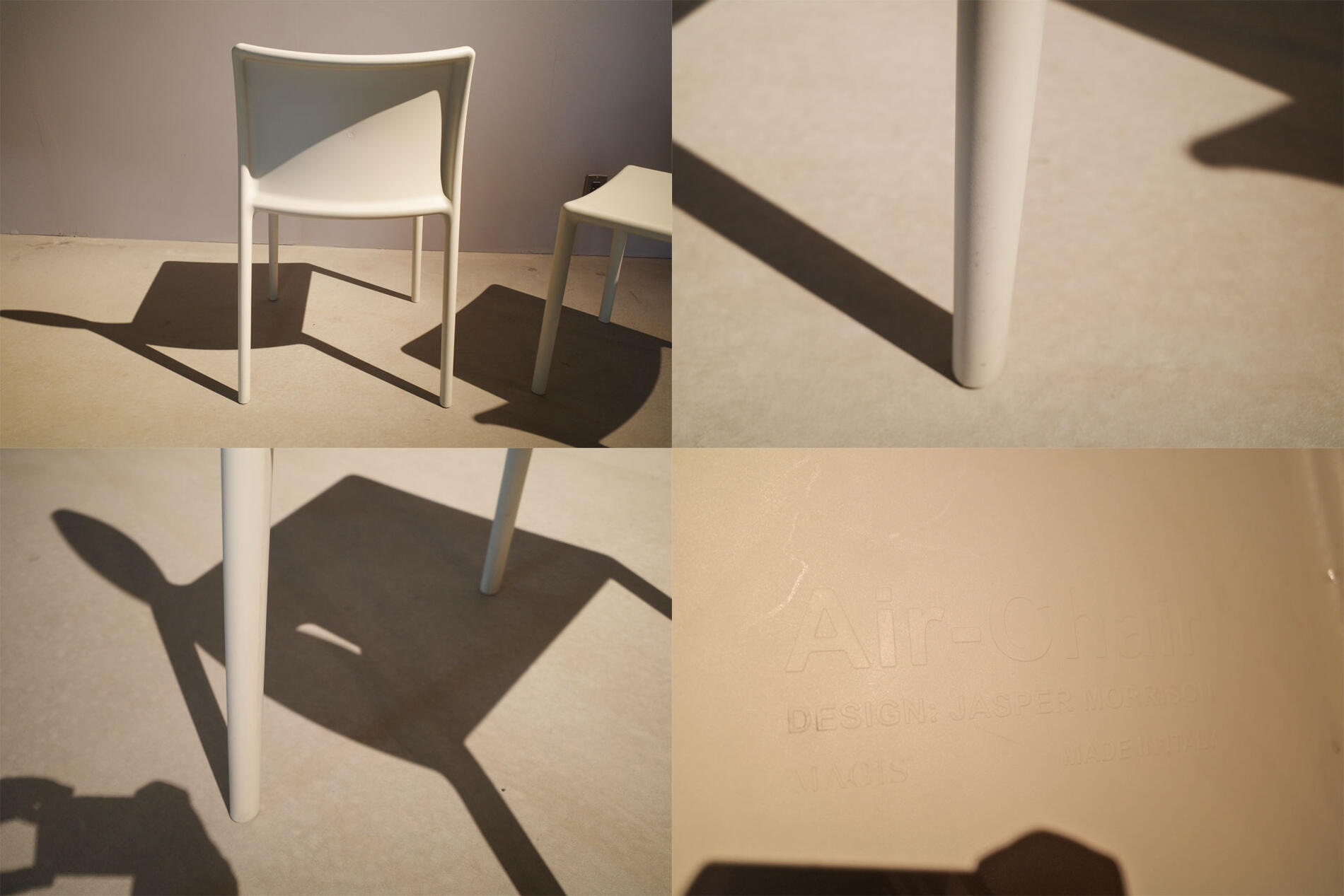 Magis/マジス AIR-CHAIR 2set/エアチェア 2脚セット ホワイト 白 JASPER MORRISON /ジャスパーモリソン デザイン スタッキングチェア ダイニングチェア 屋外使用可能 ガーデンチェア ベランダ 庭 ミッドセンチュリー家具 イス、椅子 イタリア 正規品 定価66,000円【中古】 [3]